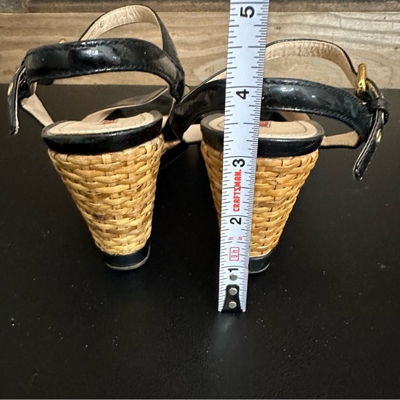 PRADA Womens Patent Leather Peep Toe Buckled Platform Sandals Black EU 40 Read - Picture 5 of 12